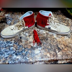 Vans Peanuts suede fringe high tops men’s 7 women’s 8.5